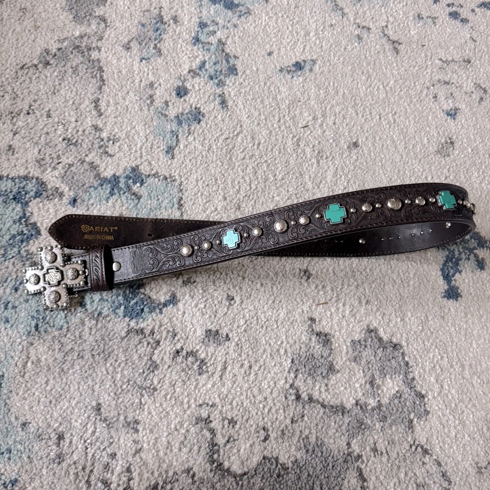 Ariat Turquoise Cross Leather Belt